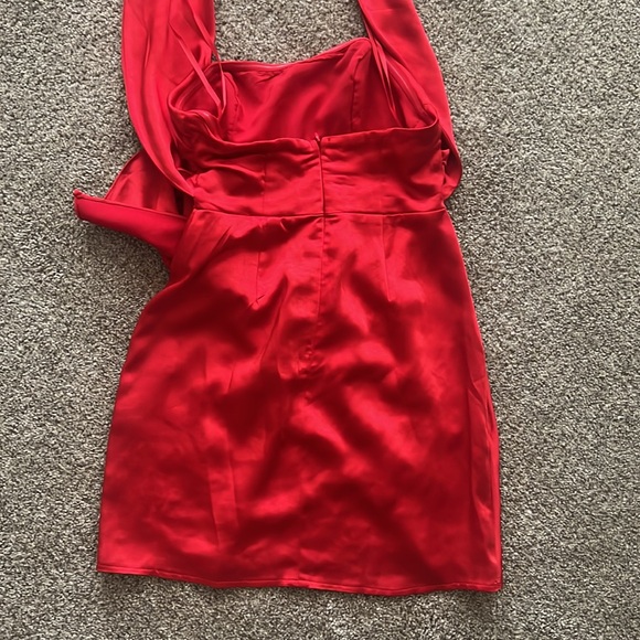 RED SATIN DRESS - Picture 2 of 2